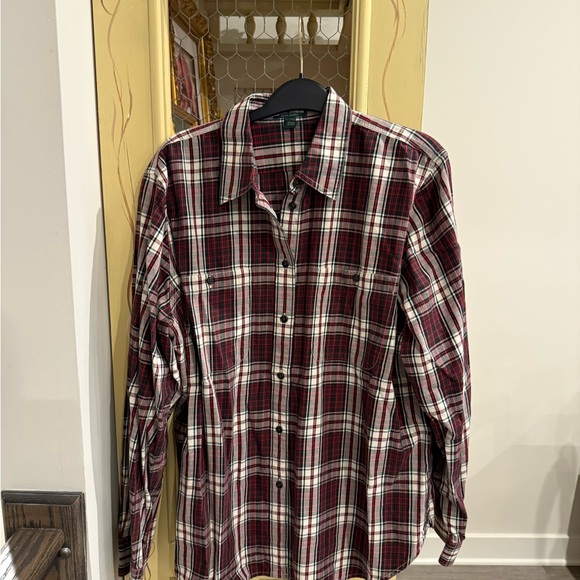 Ralph Lauren Tops - Ralph Lauren women’s Burgundy Plaid Button Down Shirt
